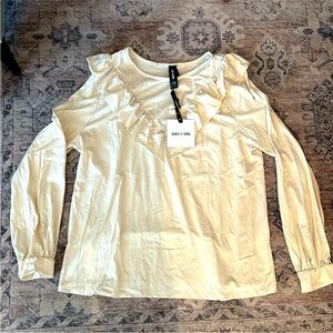Cream Ruffled Top by Agnes & Dora